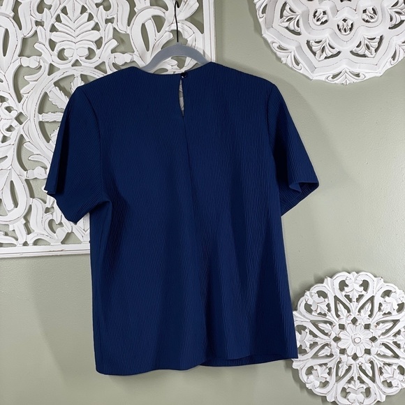 Simply Susan by Susan Graver Blue Crepe Tee Keyhole - Picture 5 of 6